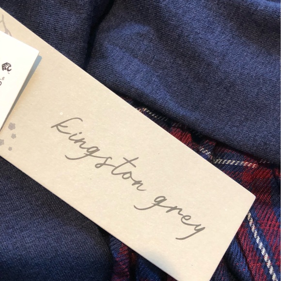 Kingston Grey Layered Look Hoodie Mini Dress In Navy Red Combo. NWT! Sz XL - Picture 3 of 5